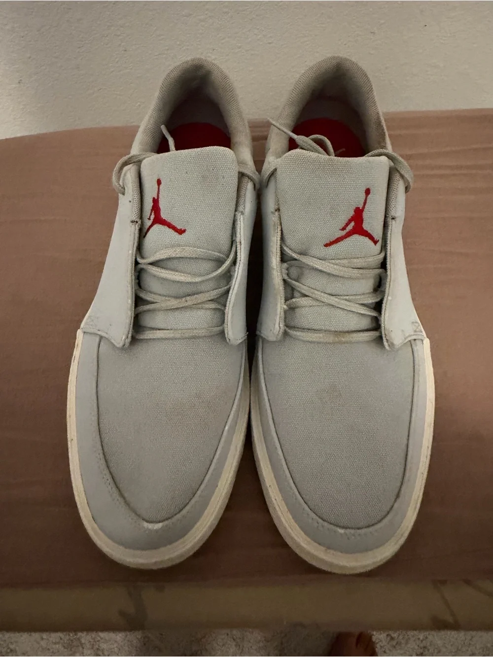 Jordan Men’s Low-Top Sneakers in Light Gray with Red Jumpman
